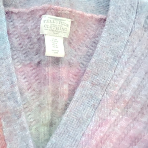 Telluride tie-dye cardigan, rainbow women’s medium fuzzy - Picture 3 of 7